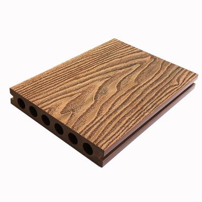 China Senbao waterproof wood grain look embossed waterproof hollow wood plastic composite split decking heavy duty wpc flooring price for sale