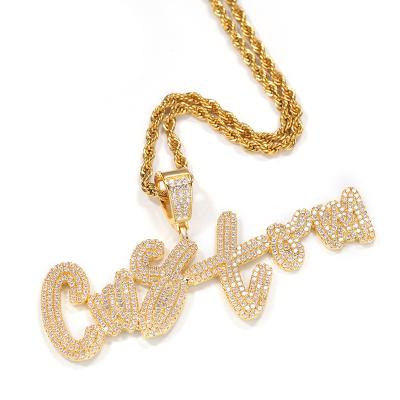 China Cuban Hip Hop Diamond Letter Necklaces Hip Hop Zirconia Letter Necklaces Fashion Jewelry Cuban Necklaces for sale