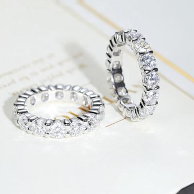 China Real CLASSIC Natural Diamond 0.30 Carat Per Piece In Solid 18k White Gold Full Diamond Eternity Tennis Ring for sale