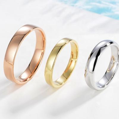 China CLASSIC White 18k Yellow Rose Pure Solid Gold Ring Band 2mm 3mm 4mm Width Work Jewelry Wedding Engagement Couples Ring for sale