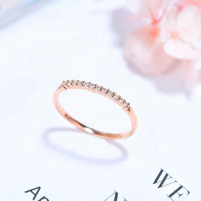 China CLASSIC 18k Natural Diamond Rose Gold Eternity Half Band 0.01ct Per Piece Tennis Ring Elegant Women Office Lady Match All Ring for sale