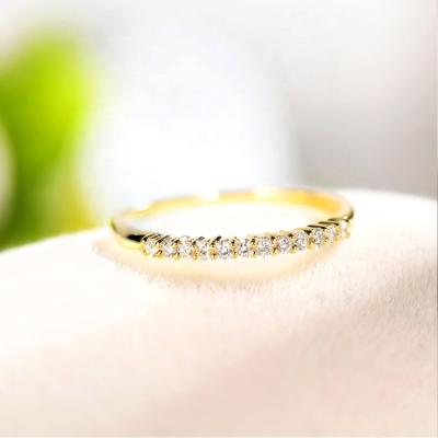 China CLASSIC Natural Diamond Half Eternity Band Tennis Ring 18k Yellow Gold Woman Office Lady Small Size Jewelry for sale