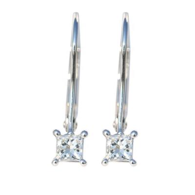 China CLASSIQUE Luxury Lab Developed Princess Square Diamond 18k Gold Drop Dangle Earrings for sale