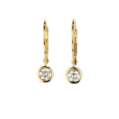 China Girlfriend Gift CLASSIC Lab Grown Diamond Round Diamond 0.2ct Per Piece 18k Gold Drop Dangle Earrings for sale