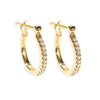 China Lab CLASSIC Daily Fine Diamond Daily Wear Jewelry 18k Gold Half Eternity Circle Stud Earring for sale