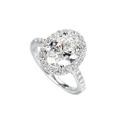 China CLASSIC Brilliant 2CT Oval Cut 18K White Gold Lab Developed Created Synthetic Diamond Wedding Ring For Woman Engagement for sale