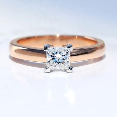 China CLASSIC Princess Cut Lab Diamond Ring Ladies Engagement Wedding Supplier 14k 18k Solid Gold Ring for sale