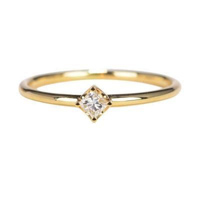 China Fashion Ring 0.1ct 0.15ct 0.2ct 0.3ct CLASSIC Princess Cut Diamond 18k Solid Gold Diamond Ring For Collocation for sale