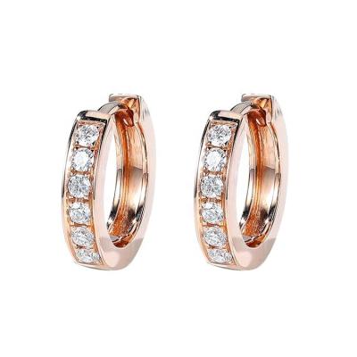 China CLASSIC Custom 18k Gold Ear Clip Lab Grown Round Diamond Circle Huggies Earrings for sale