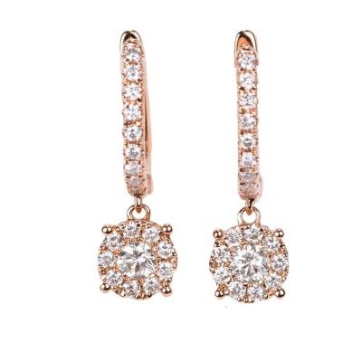 China CLASSIC wholesale fashion jewelry lab fine diamond round circle drop earrings for women 18k gold stud earrings for sale