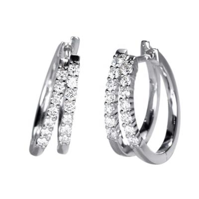 China Fashion CLASSIC Half Full Diamond Eternity 2 Circles Lab Diamond 18k Gold Half Circle Cuff Earrings Jewelry for sale