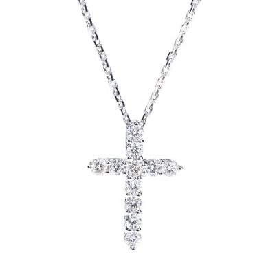 China Large Fashionable Solid 18k Gold Long Cross Pendant Necklace With Lab Developed Diamond Cross Necklace for sale