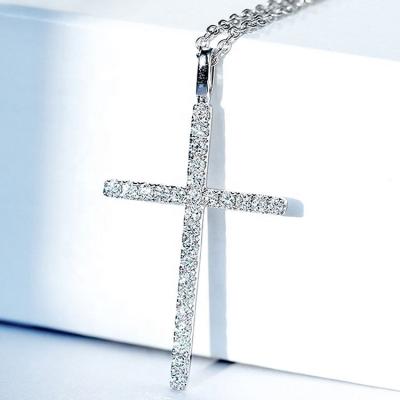 China 18k Solid Gold Fashionable Lab Developed Diamond Cross Pendant With Hook With Chain Men's Necklace Women for sale