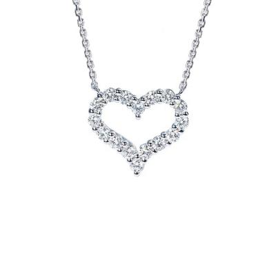 China Fashionable Lab Pendant Round Diamond Heart Love Shape Diamond For Woman Wedding Gift Anniversary Gift 18k Solid Gold Necklace for sale