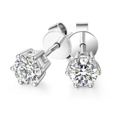 China Designer Wholesale CLASSIC Moissanite Earrings Classic Diamond 1 Carat Each 6 10k Fork Stud Earring for sale