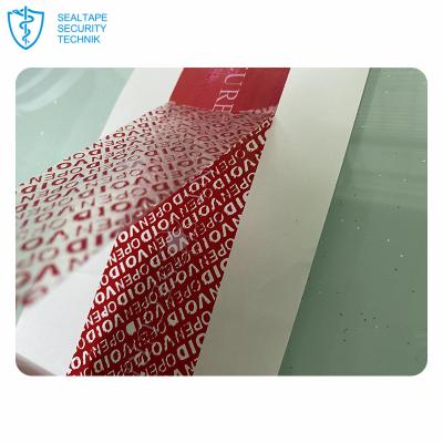 China Waterproof White Red Transparent Custom Color Printing Counterfeiting Tamper Evident Logo Label Security Void Tape For Box Bottles for sale