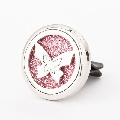 China 2020 New Fashion Stainless Steel Butterfly Fragrance Stocked Diffused Aromatherapy Car Air Freshener for sale