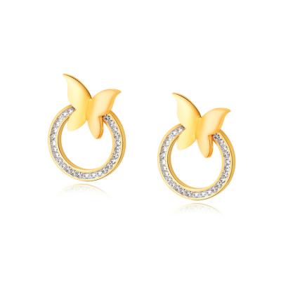 China FASHIONABLE Made in China Diamond Stud Earring Stainless Steel Cute Bow-knot Earrings for Girl for sale