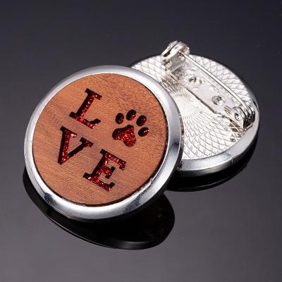 China Love Fashionable Romantic Style Stainless Steel Aromatherapy Brooch Badge Perfume Box Essential Oil Diffuser Pendant Brooch Jewelry for sale