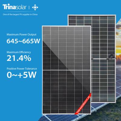 China EVA/POE Trina good price photovoltaic solar panel system hald solar power cell 645W 650W 655W 660W 665W for sale