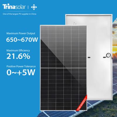 China Mono Facial EVA Trinasolar 210mm Solar Cell Half Cell Solar Panels 650W-670W PV Solar Power for sale