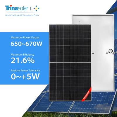 China EVA/POE Solar Panel Vendors Solar Panels Kit Fotovoltaico Placas Para Energia Commercial Trina 650W 655W 660W 665W 670W Solar for sale