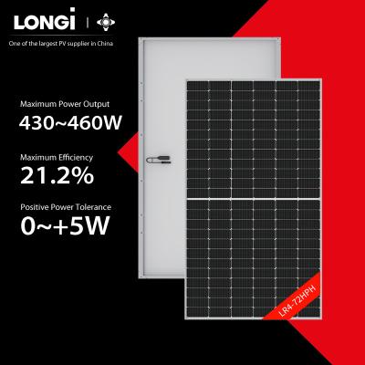 China Longi 445W 450W 455W 460W 465W module solar power solar panels for energy system structure fissaggio fotovoltaico 166mmx166mm for sale