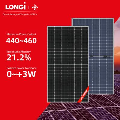 China Solar Panels 425W 430W 435W 440W 445W 450W 455W 166*166mm Black Panel Fotovoltaico Panel Solares Placas de Longi for sale