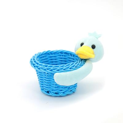 China Kids Toy Gift Cute Little Blue Duck Plush Stuffed TOY DOLL Rabbit Plush With Basket For Kids for sale