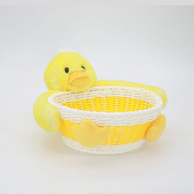 China Kids Toy Gift Yellow Duck Plush Stuffed TOY DOLL Rabbit Soft Toy With Yellow Basket For Kids for sale