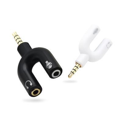 China U-Shape Stereo Audio Speaker 3.5mm Splitter Jack MIC Earphone Splitter and Earphone Adapters For Smartphone MP3 MP4 Player for sale