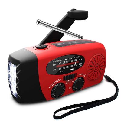 China PORTABLE backup am/fm radio hand crank generator charger power LED flashlight Noaa band AM FM solar radio for sale