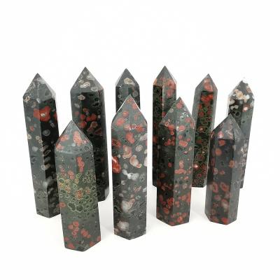 China Wholesale Europe Natural Hand Carved Tower Plum Blossom Jade Feng Shui High Quality Healing Crystal Point For Home Decoration for sale