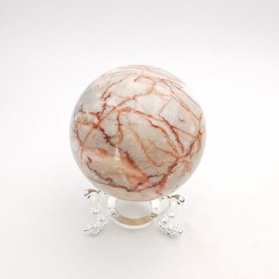 China Europe whosale high quality feng shui red dragon veined Crystal Balls quartz stone sphere for home decoration for sale