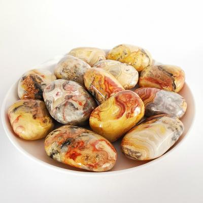 China Wholesale High Quality Natural Crystal Crazy Crafts Europe Agate Palm Stone Healing Gemstone For Fengshui for sale