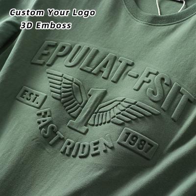 China Anti-Wrinkle Custom Logo Print 3D Emboss Graphics Embossing Mens T-Shirt Embossed Embossing T Shirts for sale