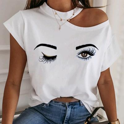 China 2021 Wholesale Breathable Sexy Short Sleeve Lips Printed Women T-shirts Ladies Blouses Woman Tops Fashionable for sale