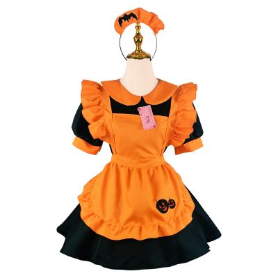 China Cotton Cosplay Halloween Embroidered Maid Costume Pumpkin Maid Costume Bat Vampire Maid Magical Witch for sale