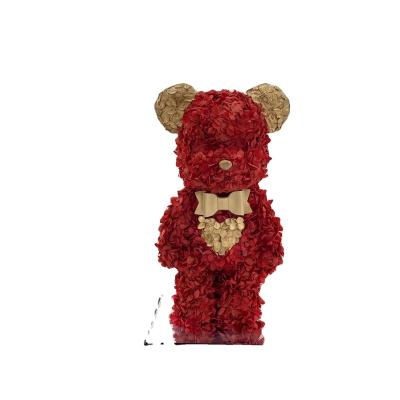 China Beautiful 2022 New Colorful Rose Bear Preserved Flower For Valentine's Day Birthday Gift 34cm kaw for sale