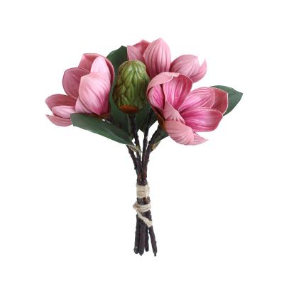 China High Quality Real Touch Magnolia Group Flower Wholesale Silk Magnolia Flower High Simulation Real Wedding Decoration for sale