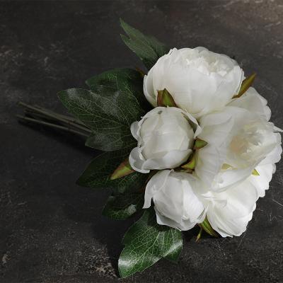 China Beautiful peonies silk flowers artificial silk flower wedding bouquet white peony wholesale colorful decoration for sale