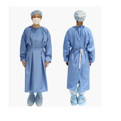 China SMS +PE film sms high quality non-woven fabric disposable isolation gown for sale