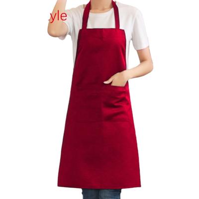 China Cafe Restaurants Modern Red Kitchen Apron Cotton Polyester Chef Cooking Cleaning Bib Aprons for sale