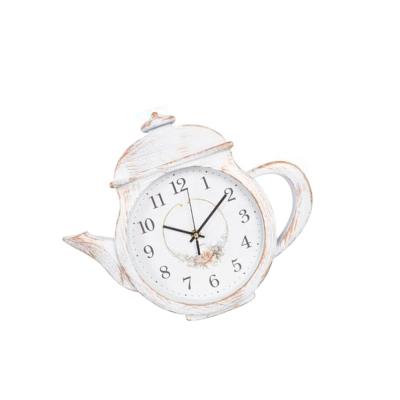 China Cute Antique Wall Decoration Teapot Shape Design Style Fantasy Plastic Unique Antique Painting Wall Clock for sale