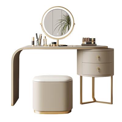 China Adjustable (other) YMSC Modern Style Makeup Vanity Table 2 Drawers Dresser Dressing Table with LED Mirror for Bedroom for sale