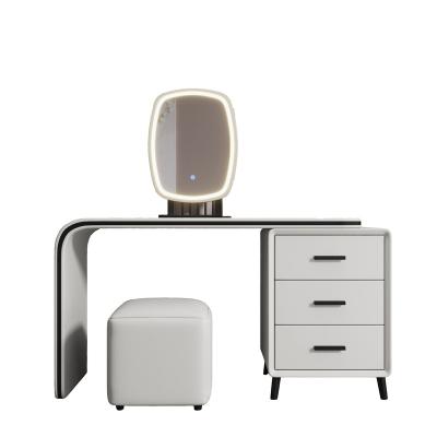 China Foldable YMSC Luxury European style 2 Drawers Vanity Desk Makeup Vanities Dressing Table with LED Mirror for Bedroom for sale