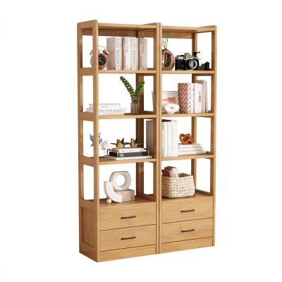 China Extendable YMSC New Design Modern Room Simple Household Space-saving Livingroom Furniture Storage Bookcase Wooden Bookshelf for sale