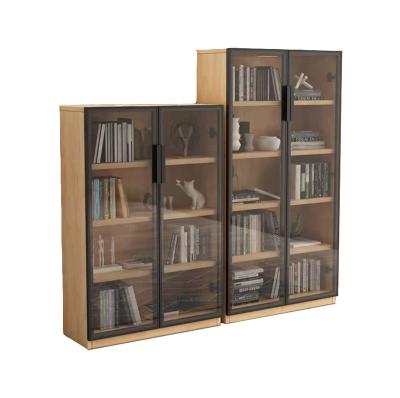 China Minimalist YMSC Solid Wood Corner Book Stand Combined Display Cabinet Storage Bookcase With Glass Door for sale