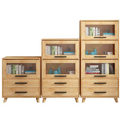 China Minimalist YMSC New Design Modern Home Office Glass door Bookcase Book Storage Cabinet Bookshelf With Drawers for sale