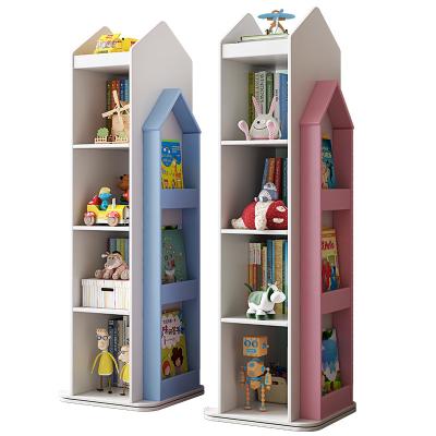 China Adjustable (other) YMSC Kids' Cabinets with Rotatable Double-layer Chassis Solid Wood Book Rack for Kids Rotatable Bookcase for sale